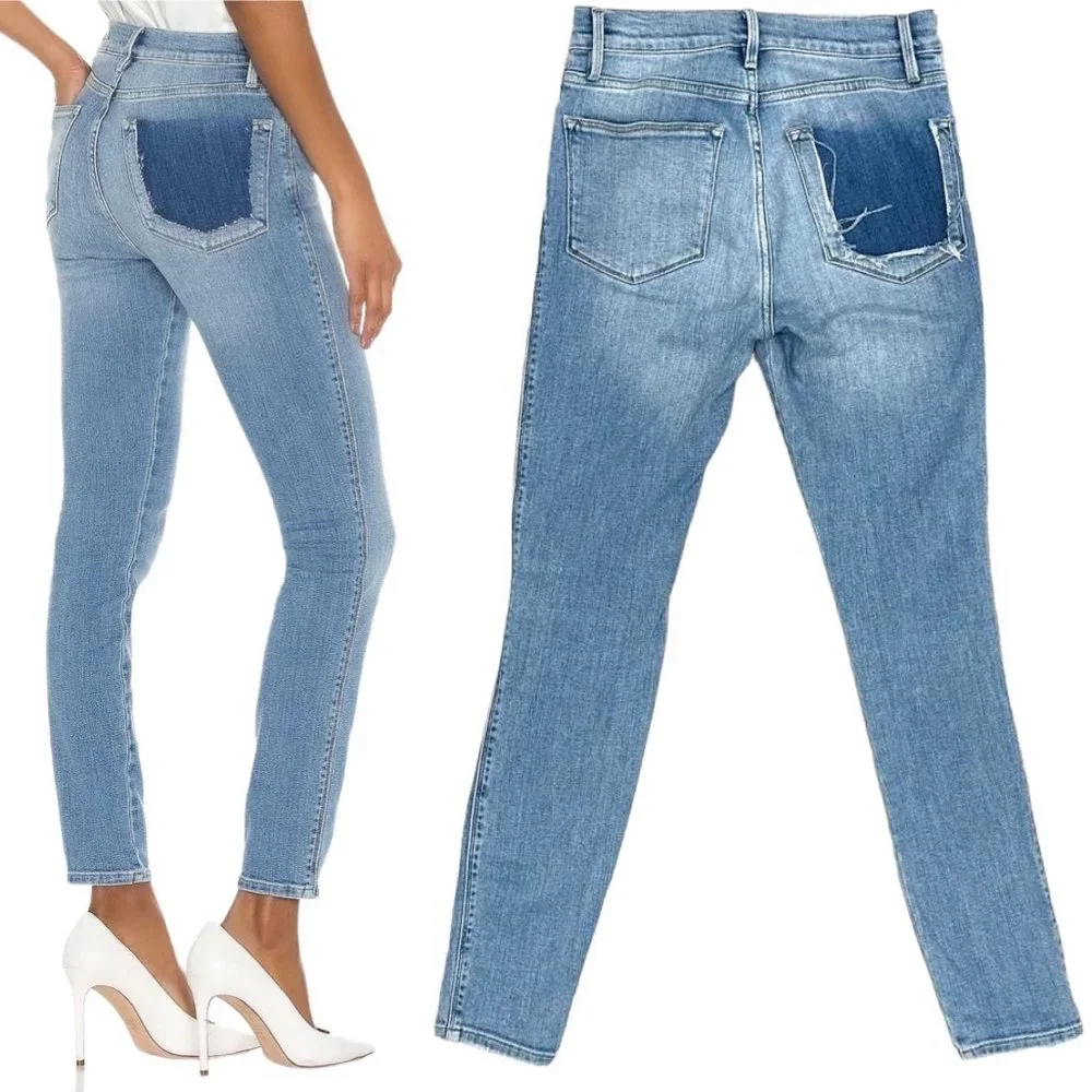 Frame Le High Skinny Double Needle in Overturn Beach Light Wash Denim Jeans